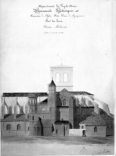 Projet de restauration : Elévation de la façade sud (état des lieux)