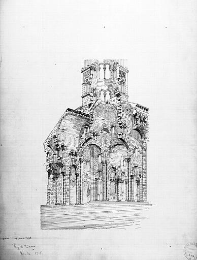 Coupe axonométrique sur la croisée du transept