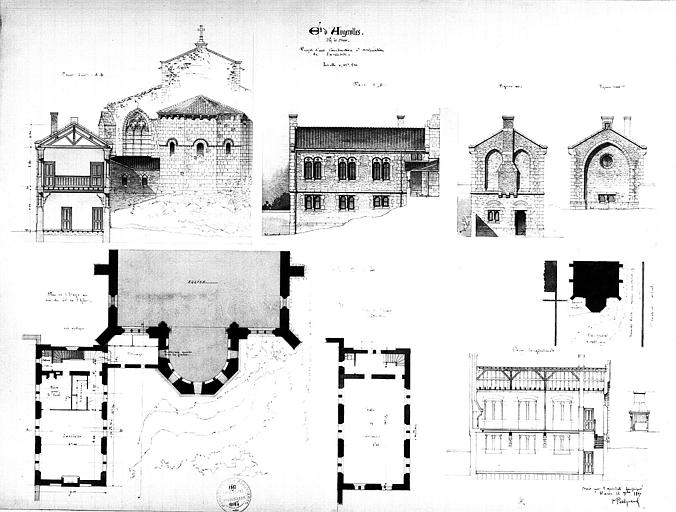 Projet de sacristie : Plans, coupes et élévations