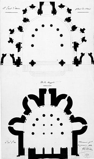 Plans du choeur et de la crypte