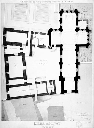 Plan de l'église et de l'ancien prieuré bénédictin