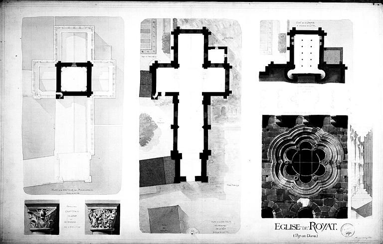 Plans à la hauteur des fenêtres de la rue et à la hauteur des mâchicoulis. Détails