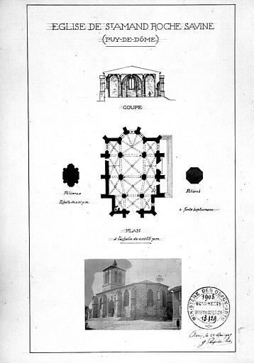 Plan d'ensemble et coupe. Vue d'ensemble côté sud-est