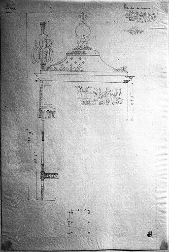 Dessin : Dais pour le sacre de Charles X à la cathédrale de Reims