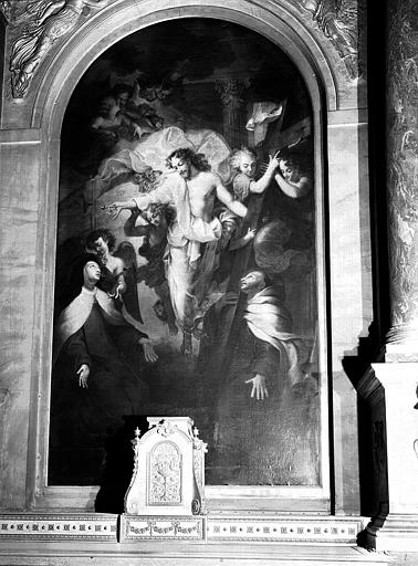 Peinture sur toile de la chapelle Sainte-Thérèse : Christ apparaissant à sainte Thérèse et saint Jean de la Croix