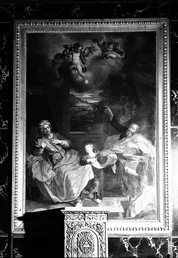 Peinture sur toile du registre inférieur (chapelle Sainte-Anne) : Education de Jésus