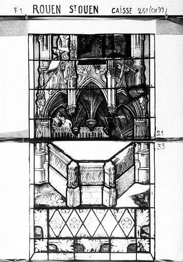 Panneau de vitrail du bas-côté nord, baie 1, panneau 21 23