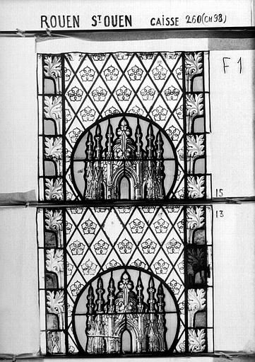 Panneau de vitrail du bas-côté nord, baie 1, panneau 15 13