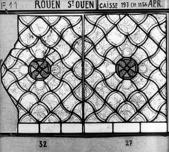 Panneaux remplaçant la scène de la cinquième lancette, panneau de vitrail, baie 11, panneau 32 27