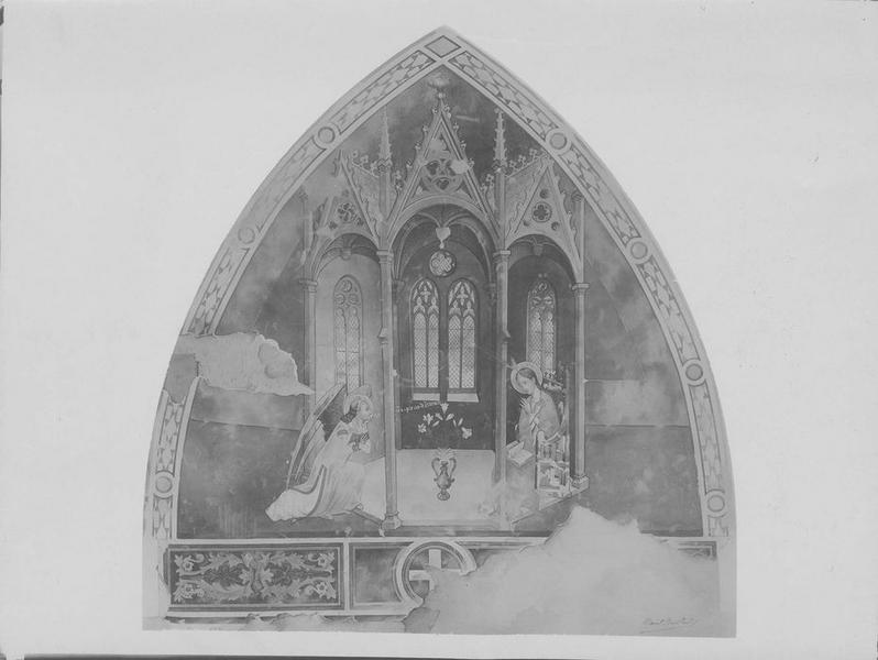 peintures monumentales du cloître : scènes de la vie de la Vierge et du Christ : Annonciation (l')