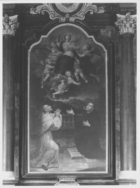 tableau : Assomption de la Vierge avec saint Bernard de Clairvaux et saint Benoît de Nurcie, vue générale