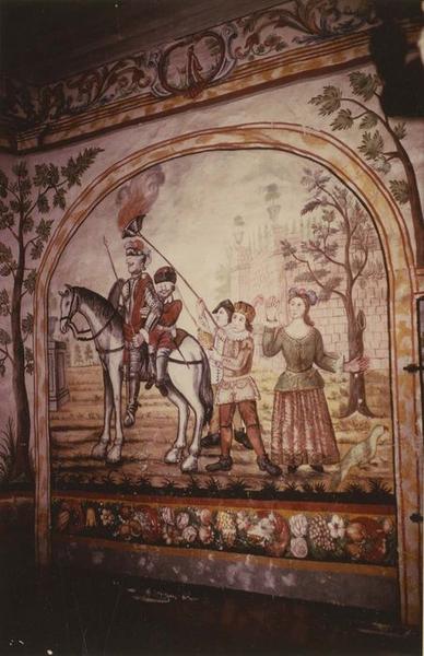 peintures monumentales : scènes de Don Quichotte et Sancho Pansa, détail