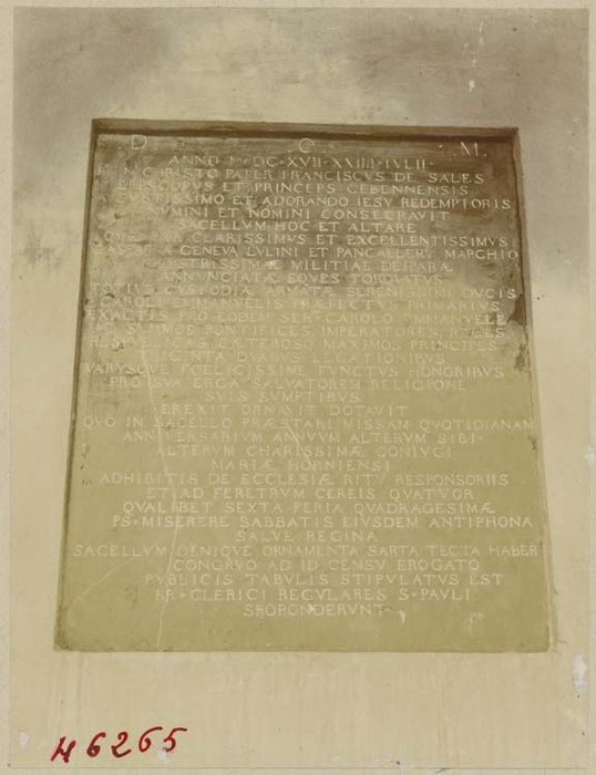 plaque funéraire de Gaspard de Genève, marquis de Lullin