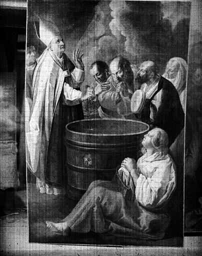 Le miracle de saint Théodule, réplique d'un tableau de la cathédrale de Besançon, peinture sur toile