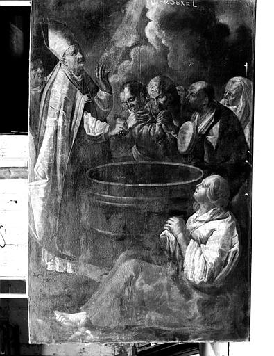 Le miracle de saint Théodule, réplique d'un tableau de la cathédrale de Besançon, peinture sur toile