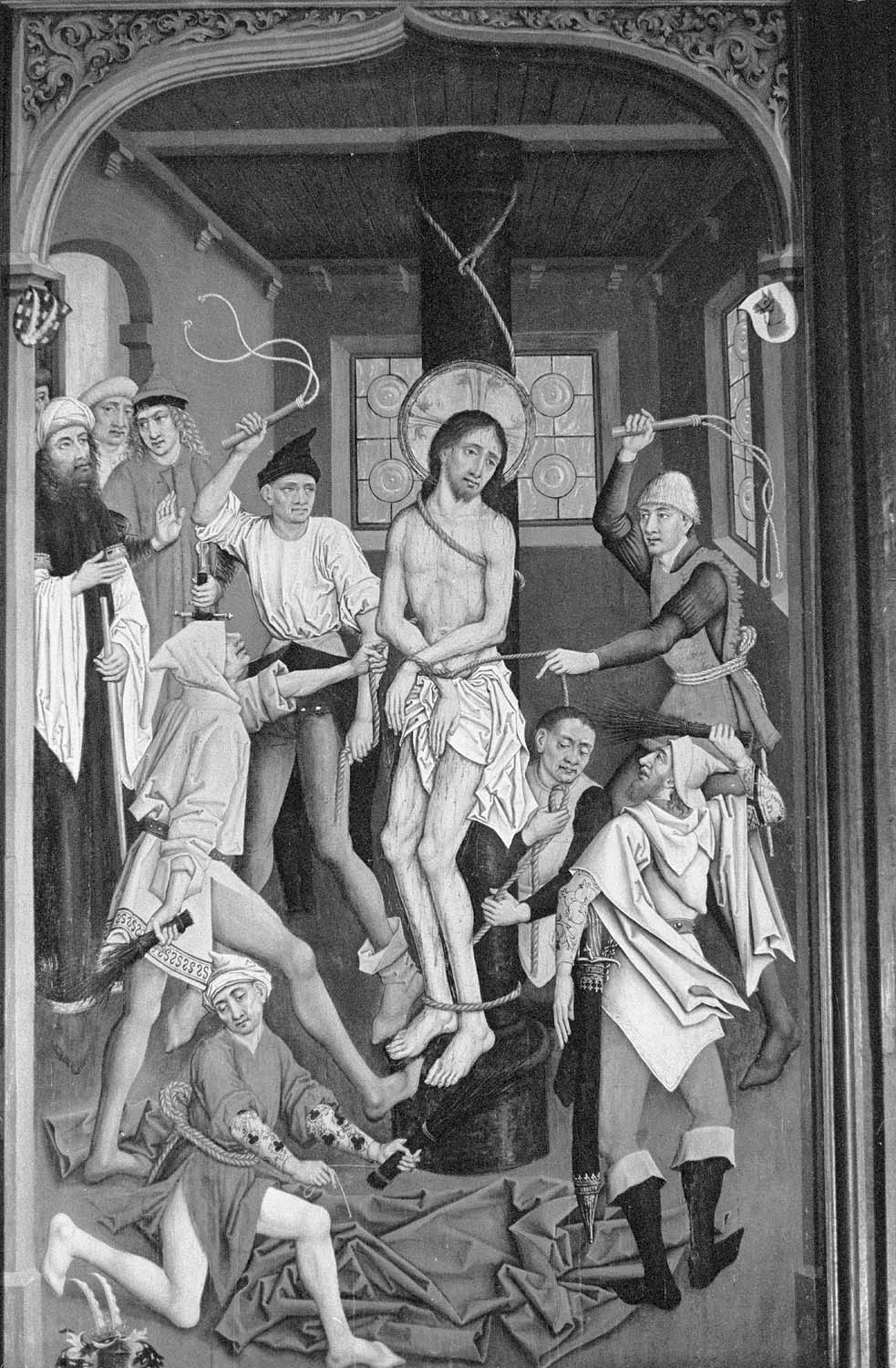 Panneau peint représentant la passion de Jésus-Christ: Flagellation