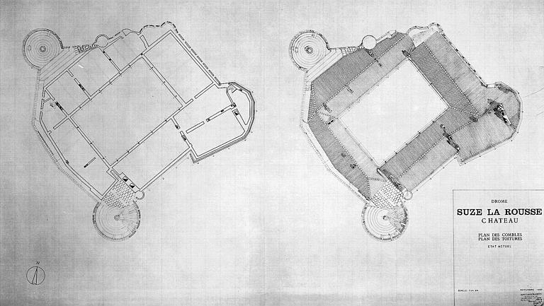 Plans des combles et des toitures (état actuel)