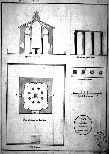 Panthéon : Plans et élévations. Elévation des quatre colonnes