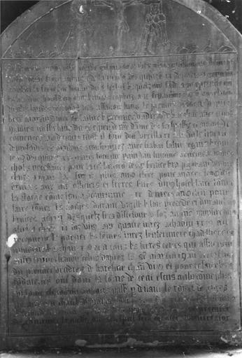 plaque commémorative (épitaphe de fondation par Guillaume Clément et Germaine Boulard) - © Ministère de la Culture (France), Médiathèque du patrimoine et de la photographie (objets mobiliers), tous droits réservés