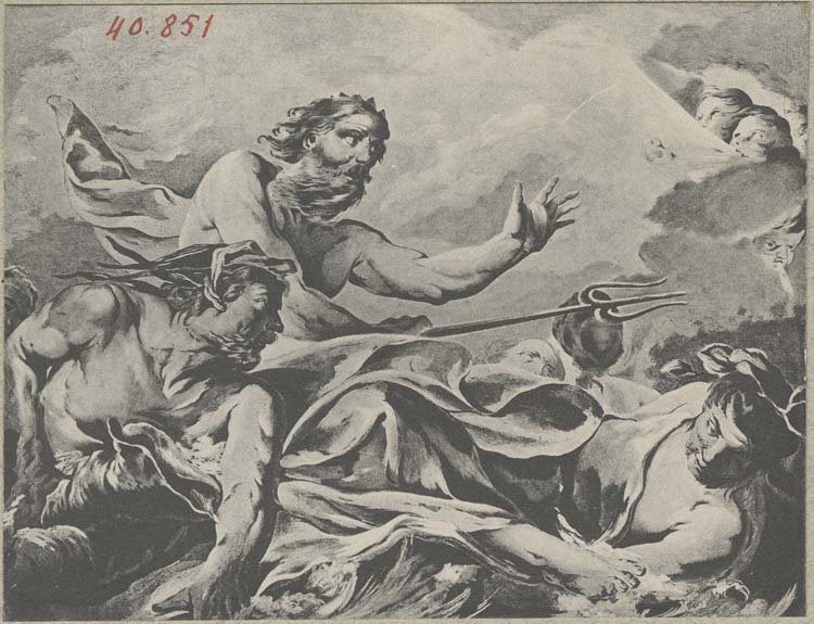 dessus-de-porte : Neptune réprimant les vents