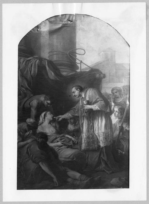 tableau : Saint Charles Borromée donnant la communion aux pestiférés