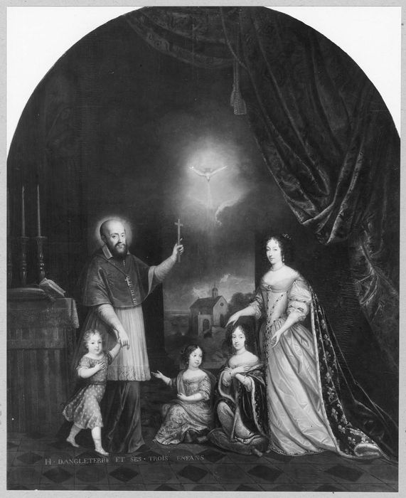 tableau : Saint François de Sales, Henriette d'Angleterre et ses trois enfants