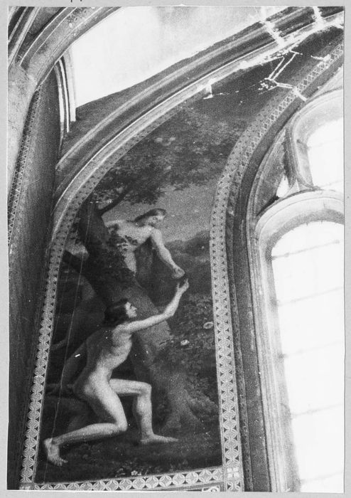 peinture monumentale de la chapelle des fonts baptismaux : Adam et Eve
