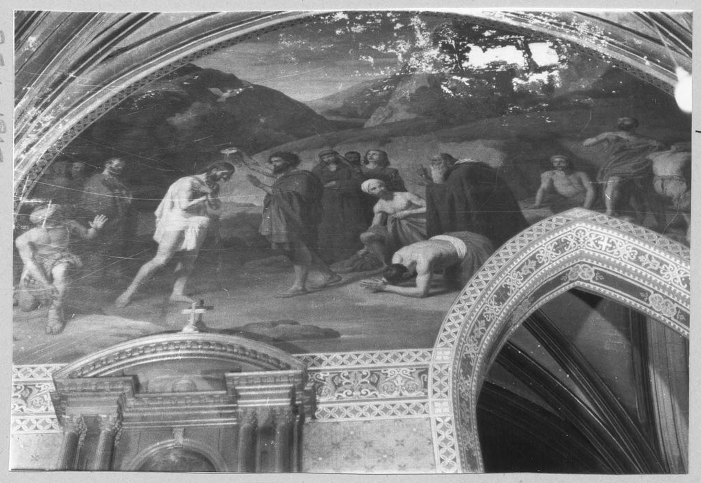 peinture monumentale de la chapelle des fonts baptismaux : Le Baptême du Christ