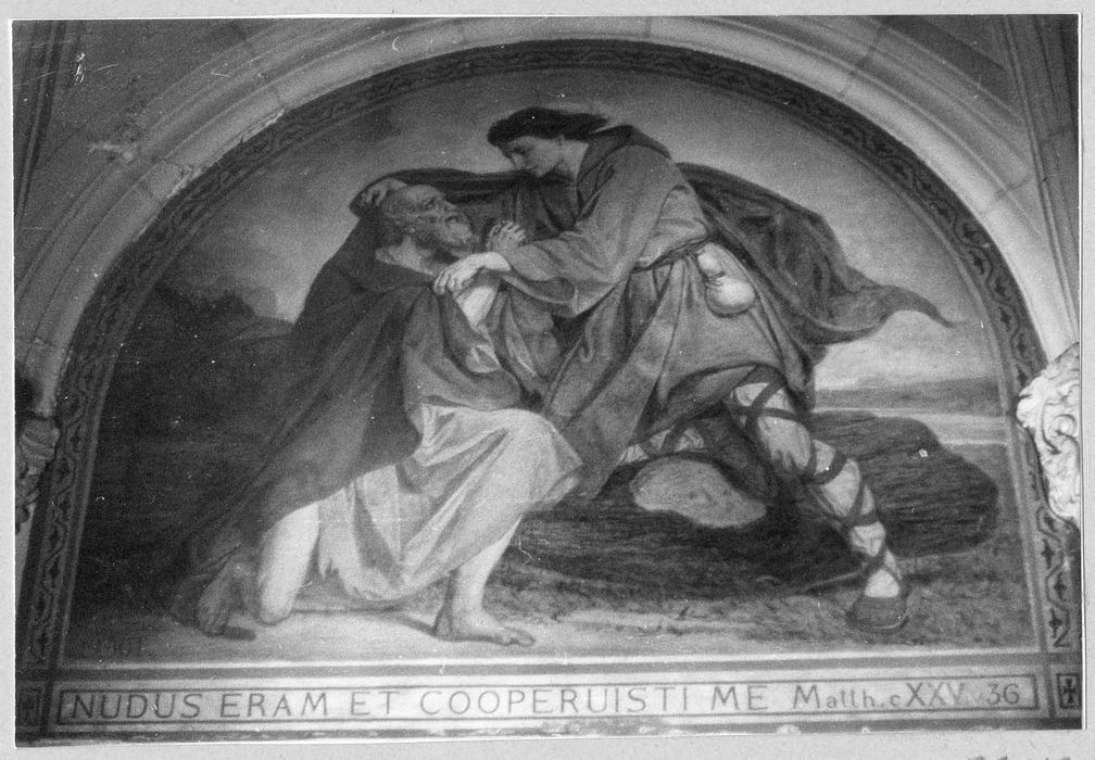 Peinture monumentale : Saint Leu habillant un pauvre