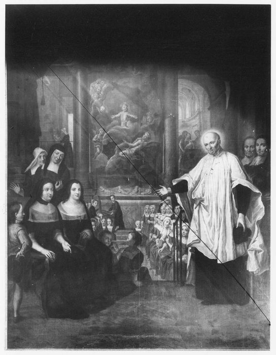 tableau : Saint Vincent de Paul prêchant aux gens du monde l'Institution des enfants trouvés