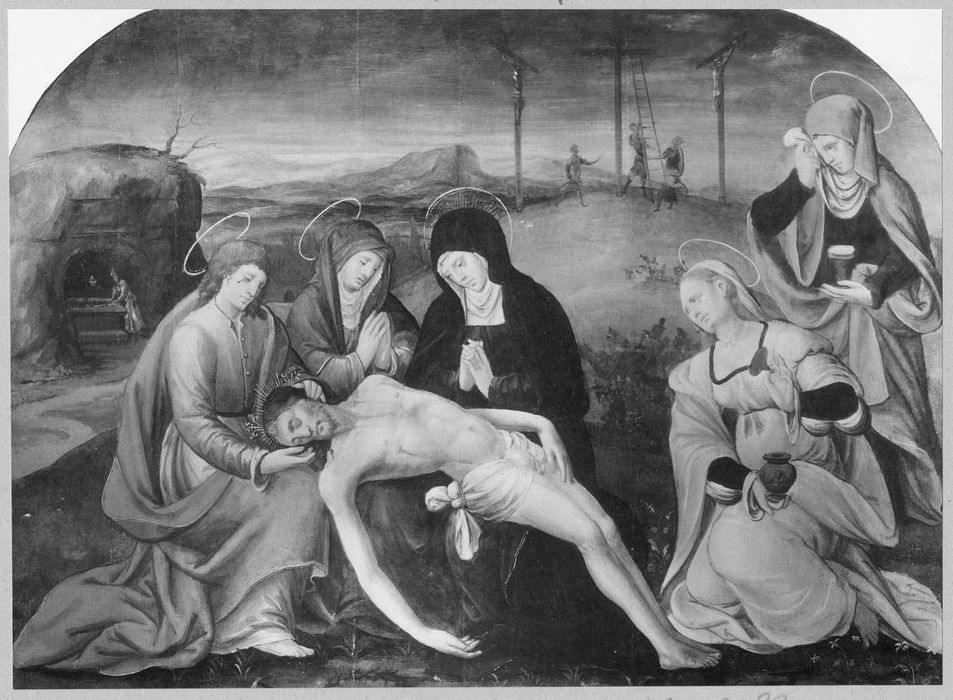 triptyque : Le Christ mort sur les genoux de la Vierge, Saint Vincent, Saint Honoré