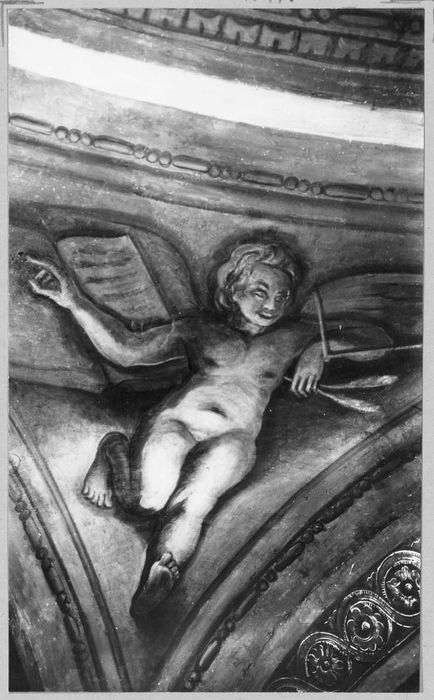 peinture monumentale de la chapelle des Saints-Anges, détail d’un écoinçons