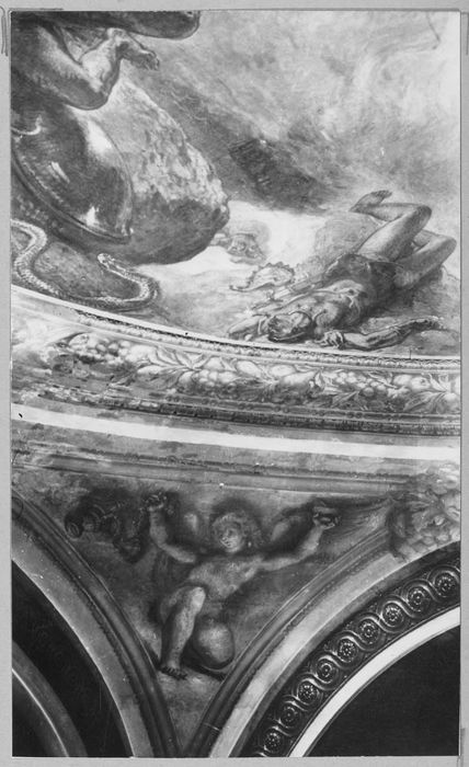 peinture monumentale de la chapelle des Saints-Anges, détail d’un écoinçons