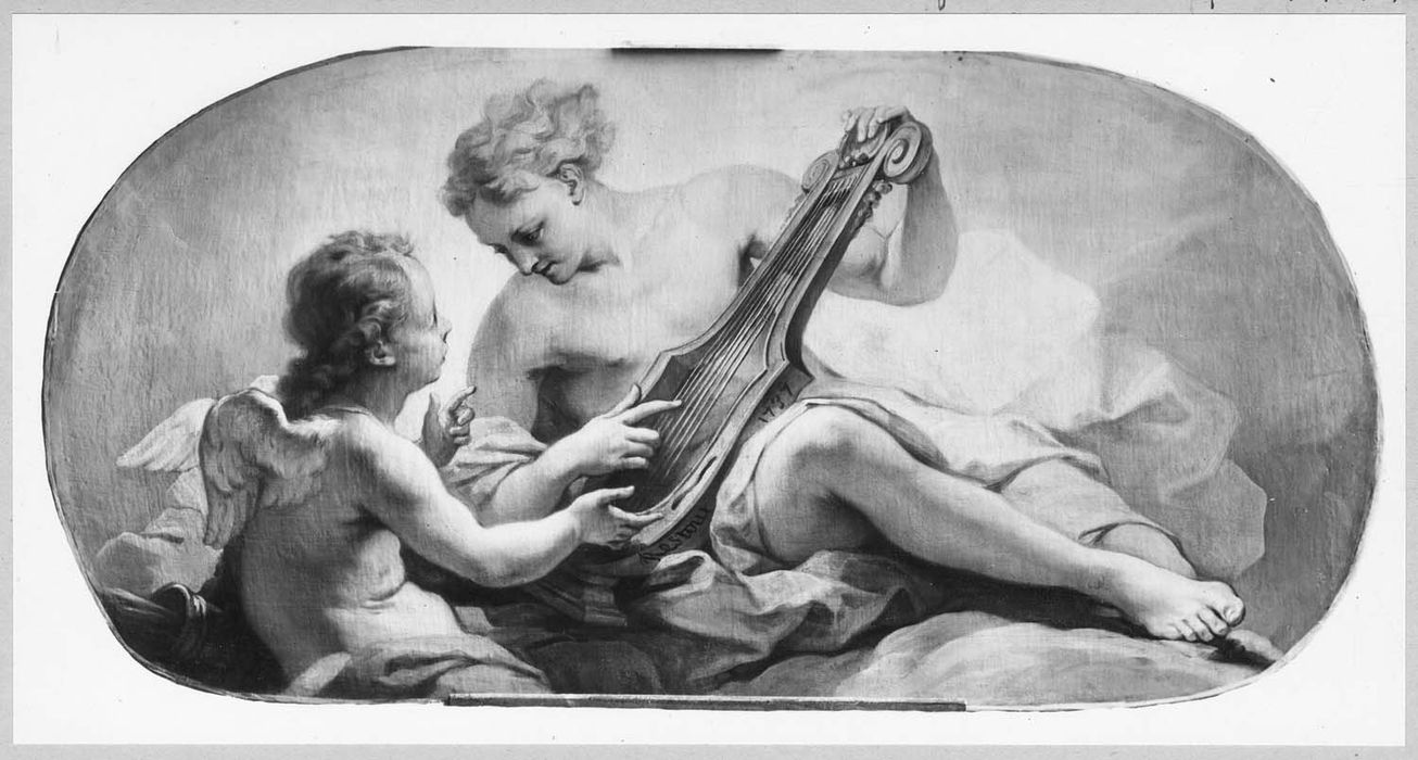 tableau : Apollon enseignant l’Amour à jouer de la lyre à l’Amour