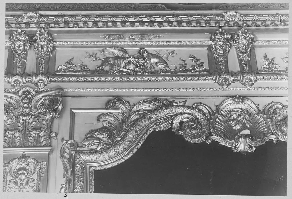 lambris de revêtement de la galerie dorée, détail