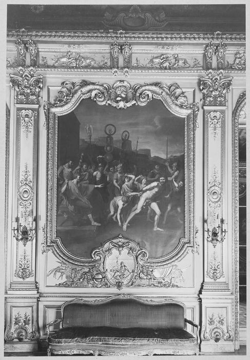 lambris de revêtement de la galerie dorée, vue partielle