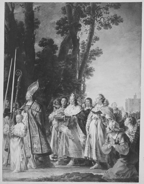 tableau : Saint Louis transportant la couronne d'épines à la Sainte-Chapelle