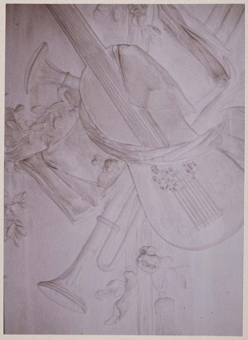 lambris de revêtement du salon de musique, détail