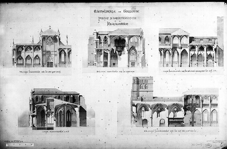 Projet d'agrandissement et de restauration : Diverses coupes