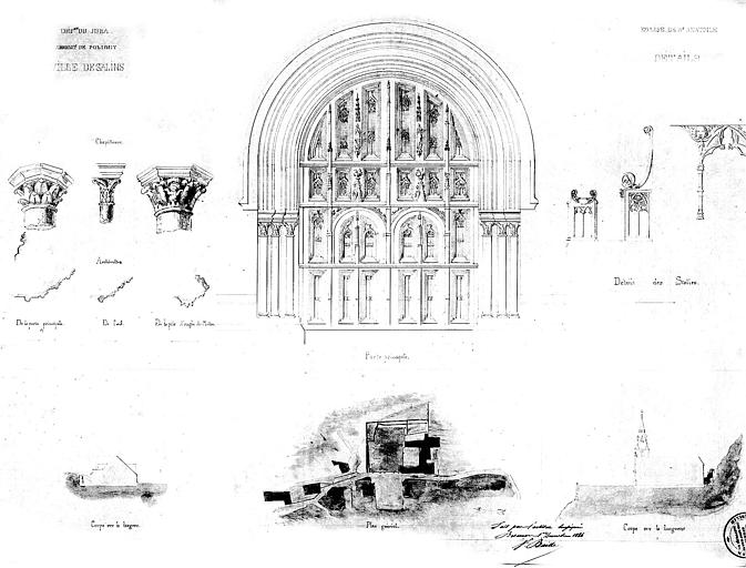 Elévation de la porte principale et détails