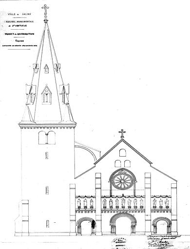 Projet de restauration (variante) : Elévation de la façade ouest