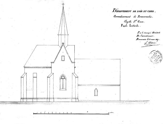 Elévation de la façade latérale nord