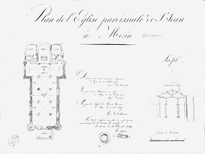 Projet de restauration : Plan et coupe transversale