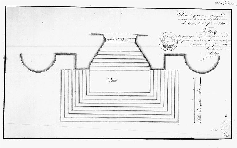 Projet de restauration : Plan du palier et des degrés de la porte