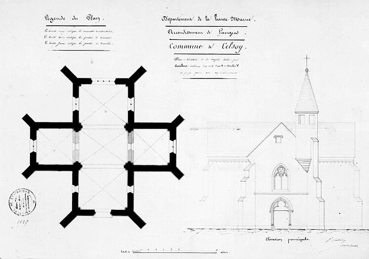 Projet pour agrandissement : Plan et élévation principale