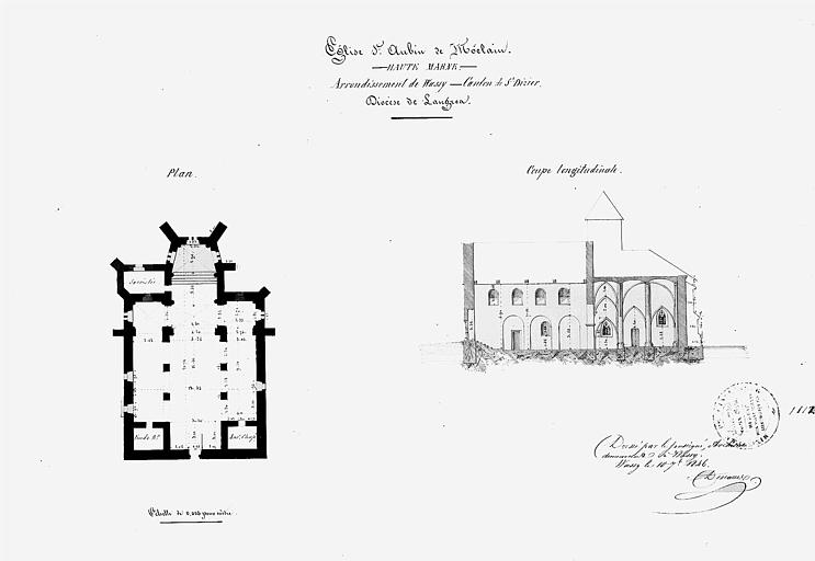 Plan et coupe longitudinale