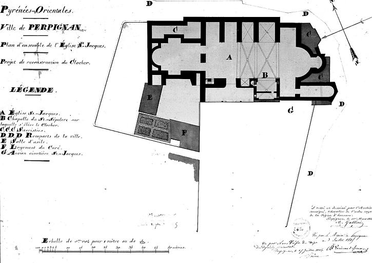 Projet de reconstruction du clocher, feuille n° 1 : Plan général