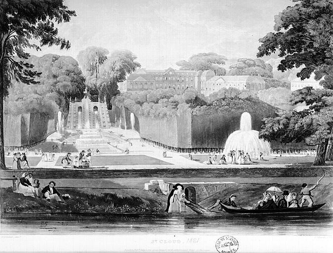 Gravure : Saint-Cloud, les cascades du parc