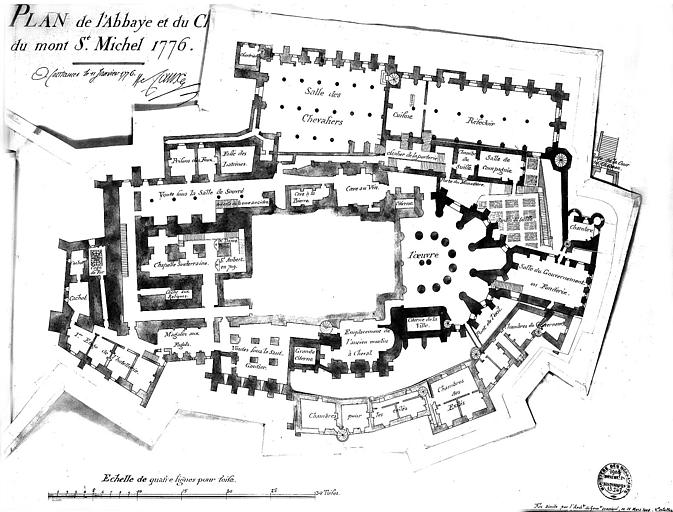 Fac-similé d'un plan de 1776 : Plan général du niveau intermédiaire (2e niveau)