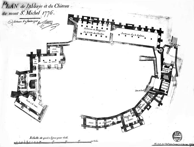 Fac-similé d'un plan de 1776 plan général du niveau inférieur, rabats fermés